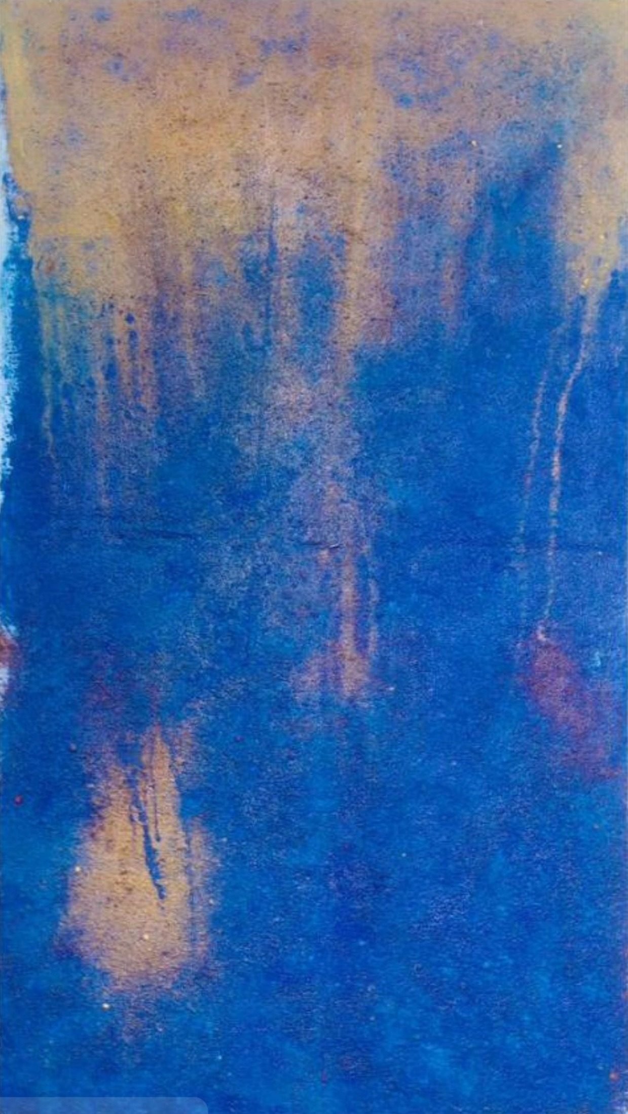 Fadimata — toile bleue avec coulures dorées, 140x80cm