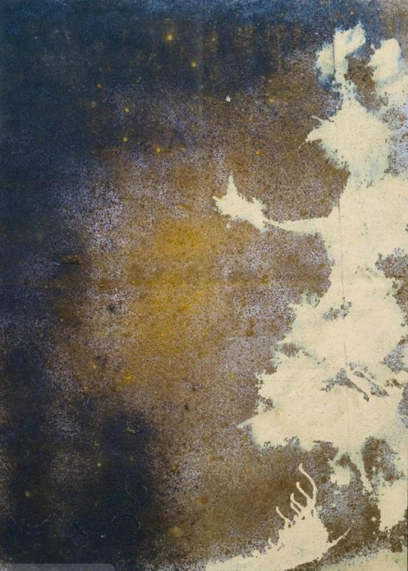 Fati — contraste indigo et blanc brut, 140x96cm