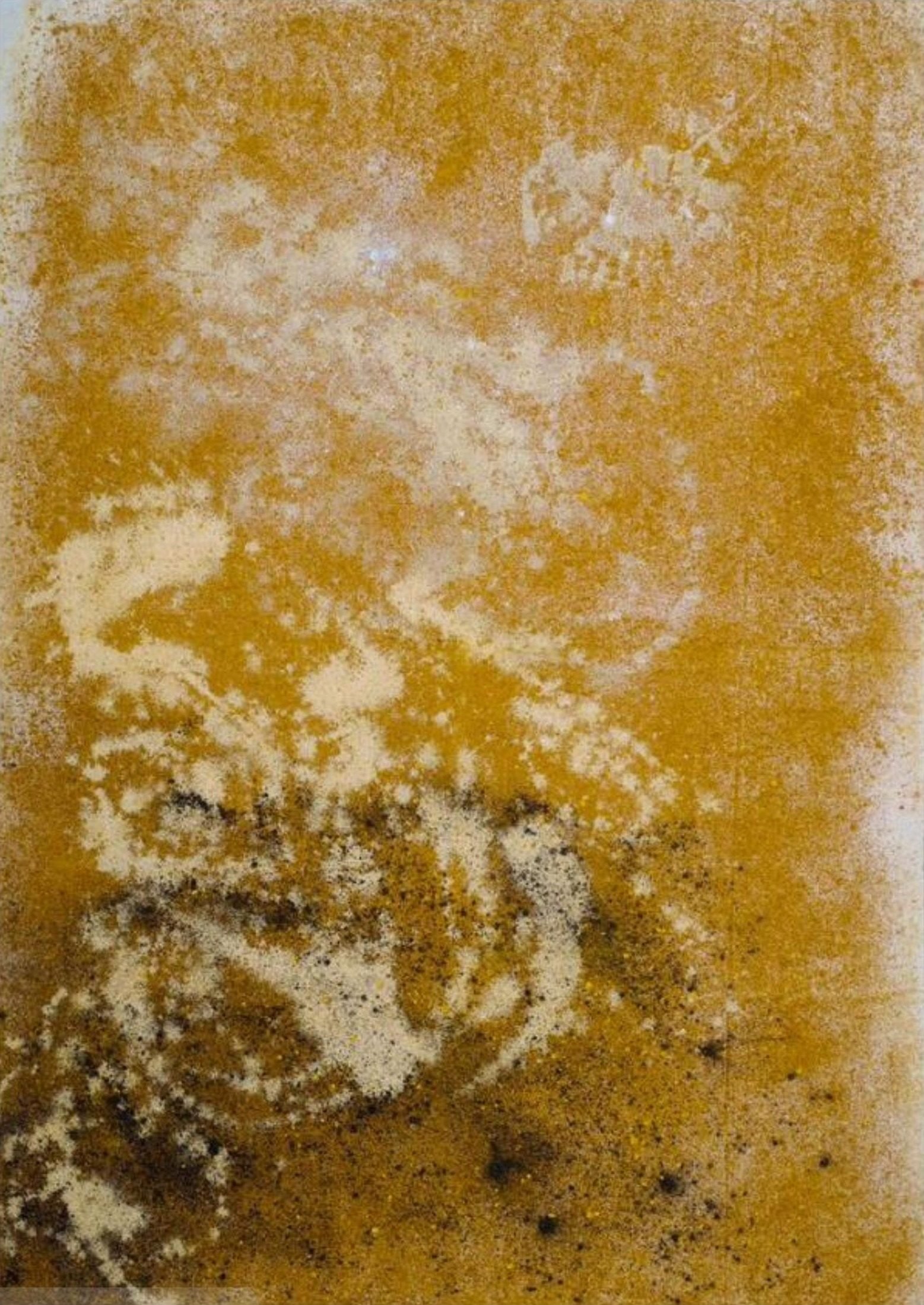 Illete — toile dorée avec textures organiques, 140x100cm