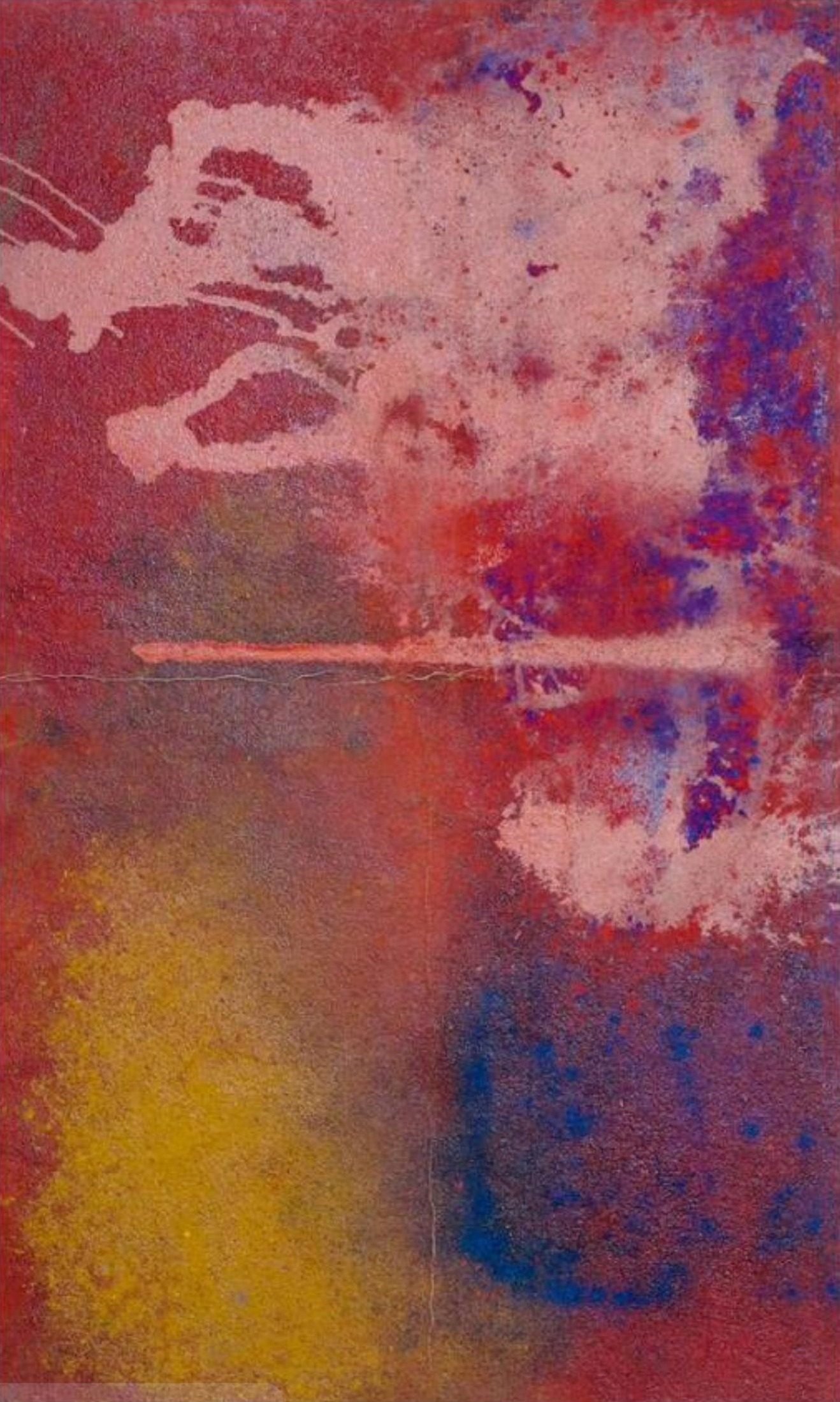 Zeinabou — abstraction rouge, rose et violet, 140x85cm