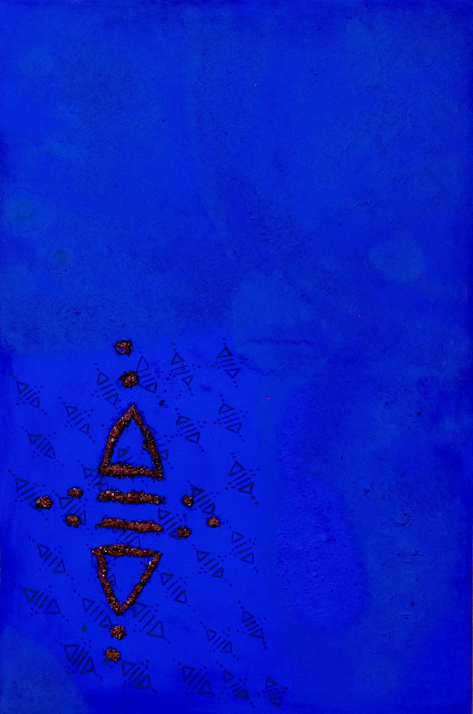 Symboles Sacrés — signes Tifinagh géométriques sur bleu